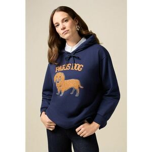 Hanorac din amestec de bumbac cu model grafic - Albastru inchis imagine