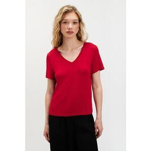 Tricou cu model geometric - Rosu vermillion imagine