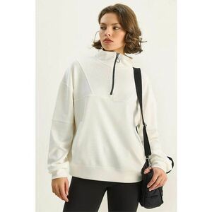 Bluza dama - HiCCUP - tricotat - guler cu fermoar - croiala relaxata - ivory natural - textil imagine