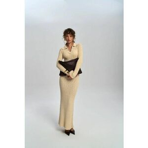 Rochie Maxi - Tricotata - Bej Natural - imagine