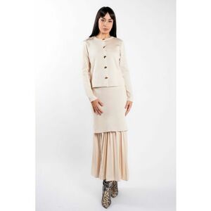 Rochie tricot cu pliseuri si jacheta asortata Ivory - Ivoire imagine