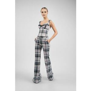 Pantalon evazat carouri pastel imagine