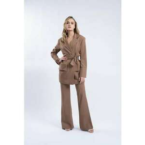 Pantalon evazat cu dungi fine - Maro imagine
