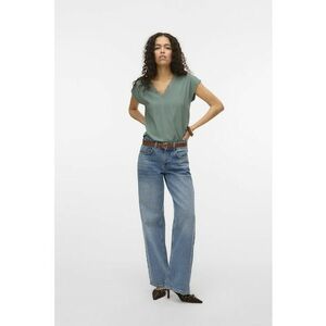 Bluza lejera cu maneci scurte si decolteu in V - Verde sparanghel imagine