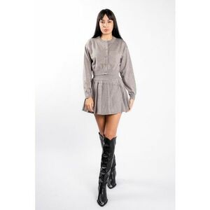 Compleu Grey cu fusta plisata - Gri imagine