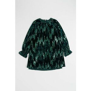Rochie cu aspect de catifea si aplicatii cu paiete - Verde padure imagine