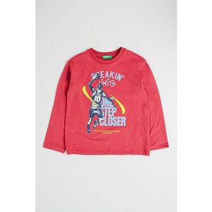 Bluza din bumbac cu imprimeu grafic si model text - Roz zmeuriu imagine