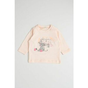 Bluza din bumbac organic cu imprimeu grafic - Gri/Piersica imagine