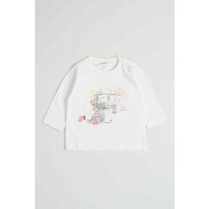 Bluza din bumbac organic cu imprimeu grafic - Gri/Alb optic/Roz imagine