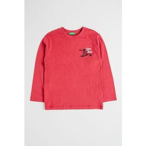 Bluza din bumbac cu decolteu la baza gatului - Alb/Negru/Roz zmeuriu imagine