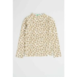 Bluza din amestec de bumbac cu imprimeu - Maro taupe deschis/Alb murdar imagine