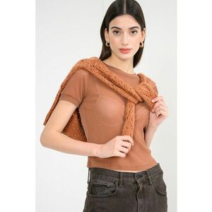 Bluza transparenta cu aspect stralucitor - Caramel imagine