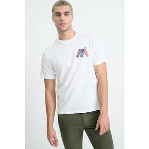 Tricou din bumbac cu design text - Alb/Violet/Bleumarin imagine