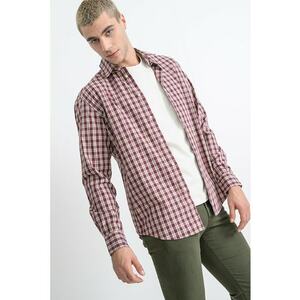 Camasa din bumbac cu model in carouri - Violet/Roz pal imagine