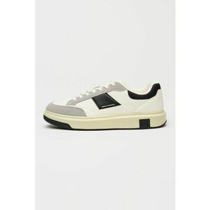 Pantofi sport low-cut cu garnituri de piele intoarsa - Alb/Negru/Gri deschis imagine