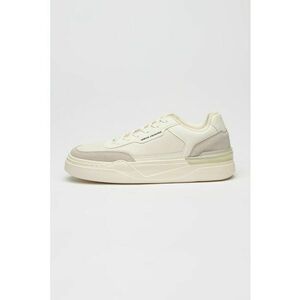 Pantofi sport de piele intoarsa ecologica si material textil - Gri deschis/Alb murdar imagine
