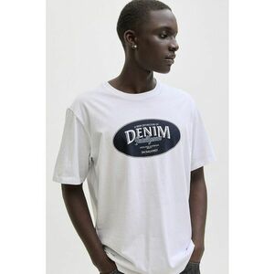 Tricou din bumbac organic cu decolteu la baza gatului - Alb optic imagine