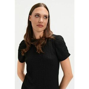 Bluza texturata cu maneci bufante - Negru imagine