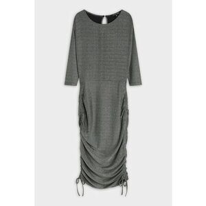 Rochie midi cu snururi laterale - Gri inchis melange imagine
