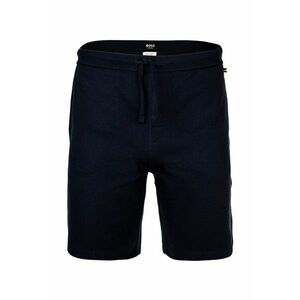 Pantaloni scurti de pijama cu snur de ajustare si model uni - Albastru inchis imagine