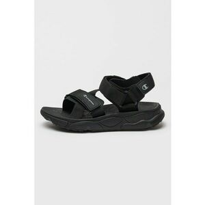 Sandale cu logo si velcro Calix - Negru/Gri deschis imagine