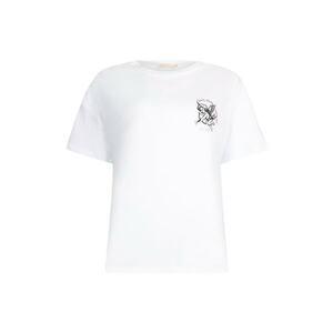Tricou de bumbac cu broderie si strasuri - Alb imagine