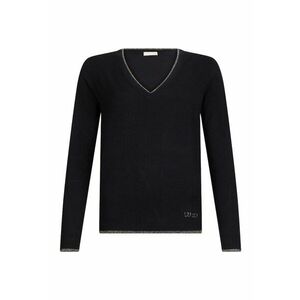 Pulover slim fit cu decolteu in V - Negru imagine