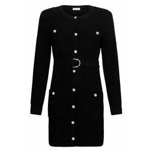 Rochie tricotata cu bureti la umeri - Negru imagine