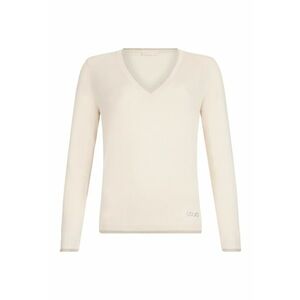 Pulover slim fit cu decolteu in V - Bej deschis imagine