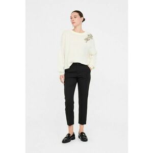Pantaloni crop cu croiala slim-fit - Negru imagine