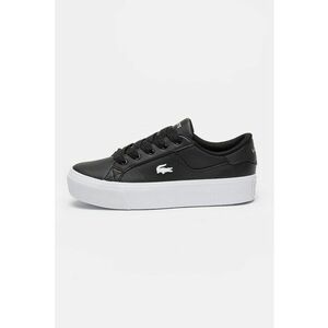 Pantofi sport flatform din piele si piele ecologica - Alb/Negru imagine