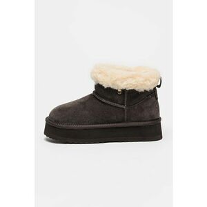 Ghete slip-on din piele intoarsa cu captuseala din blana sintetica Elena - Maro inchis imagine