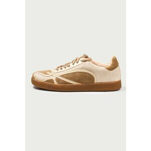 Tenisi din piele intoarsa cu model stratificat Alma 2 - Caramel/Alb murdar imagine