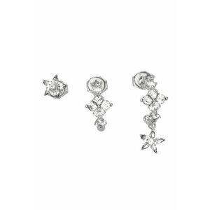 Cercei cu zirconia - 3 piese - Argintiu imagine