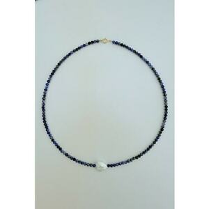 Colier de argint 925 cu lapis lazuli si perla - Alb/Albastru imagine