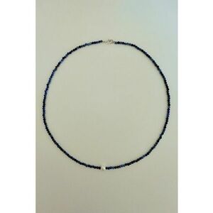 Colier cu pietre lapis lazuli si perla - Alb/Negru/Albastru imagine