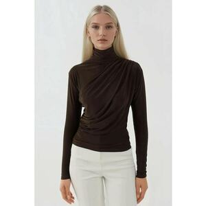 Bluza dama - tricot - maneca lunga - Mocha Brown - Maro imagine