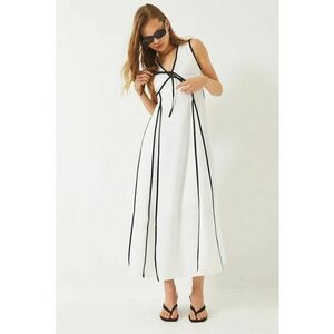 Rochie midi - HiCCUP - decolteu in V - alb - poliester imagine