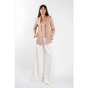 Sacou cu esarfe si talie structurata Nude - Nude imagine