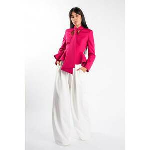 Sacou cu esarfe si talie structurata Fucsia - Roz imagine