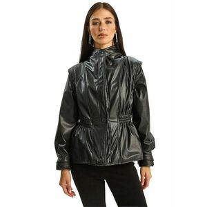 Geaca din imitatie de piele - supradimensionata - neagra - textil. imagine