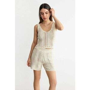 Compleu dama tricot - decolteu rotund - Crema naturala - imagine