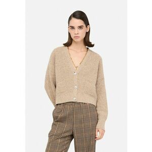 Cardigan din amestec de lana si casmir cu nasturi tip bijuterie - Bej imagine