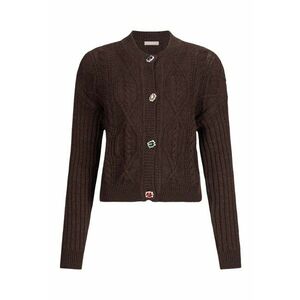 Cardigan din amestec de lana cu model torsade - Maro inchis imagine