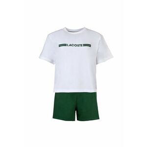 Pijama scurta cu imprimeu logo - Alb/Verde imagine