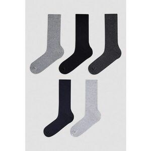 Set de sosete lungi cu model uni - 5 Perechi - Negru/Gri melange imagine