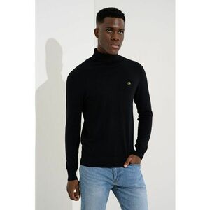 Pulover slim fit cu guler inalt - Gri antracit imagine