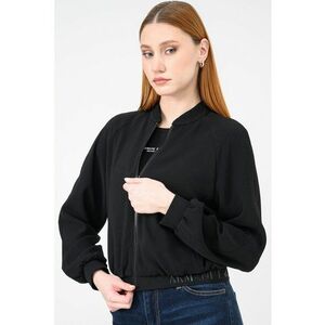 Bluza de trening cu fermoar si terminatie elastica cu logo - Negru imagine
