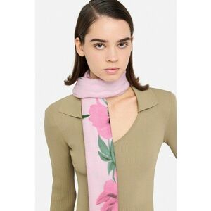 Esarfa cu model floral - Roz pastel imagine