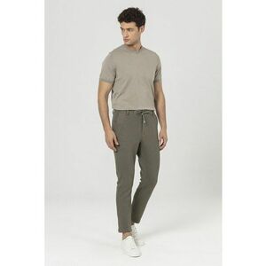 Pantaloni texturati cu croiala regular-fit si snur in talie - Kaki imagine